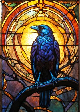 Stained Glass Raven