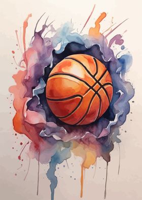 Basketball watercolor art