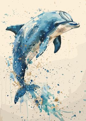 Dolphin Watercolor Animal