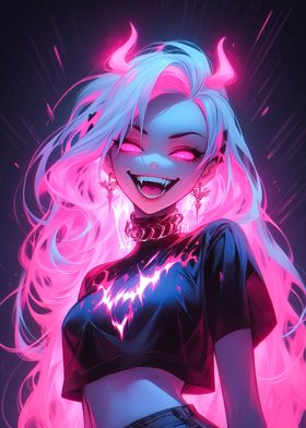 Pink Neon Hair Goth