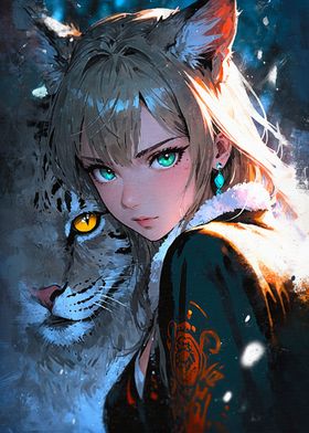 Anime Girl and Lynx