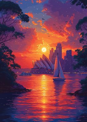 Sailboat Sunset Painting