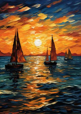 Sailboat Sunset Painting