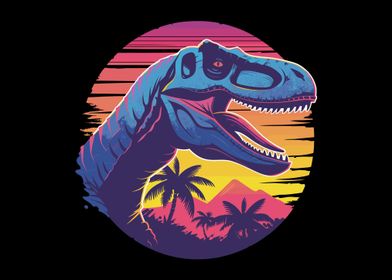 Retro Dinosaur Sunset