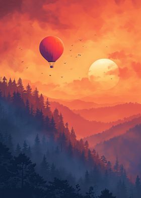 Hot Air Balloon Sunset