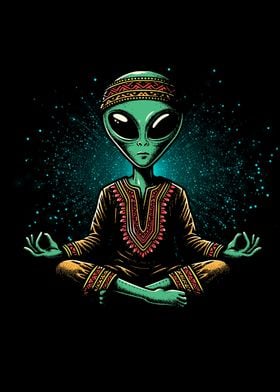 alien meditate pop art