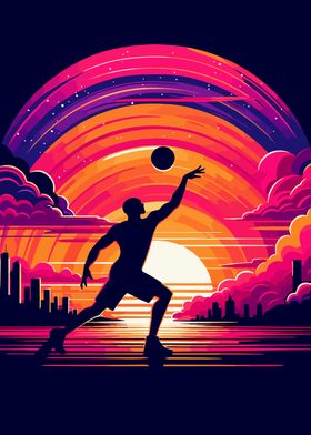 volleyball sunset pop art
