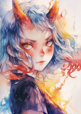 Watercolor Anime Girl