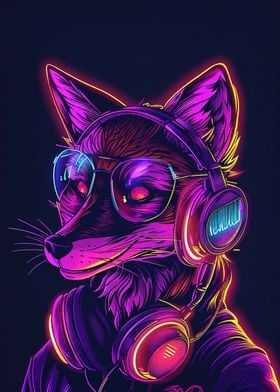 Fox headphones neon 