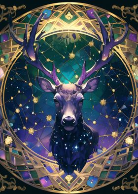 stained glass purple deer