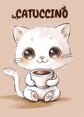 Adorable Cat With Coffee