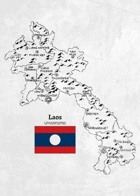 Handdrawn Laos Map