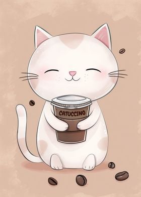 Happy Cat with Coffee