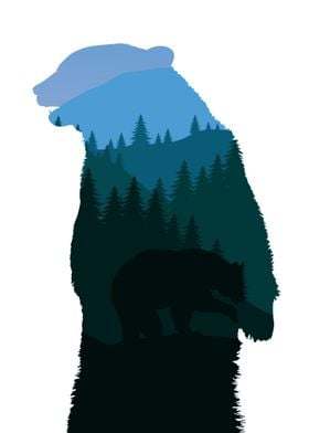 Bear double exposure