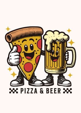 pizza and beer funny art