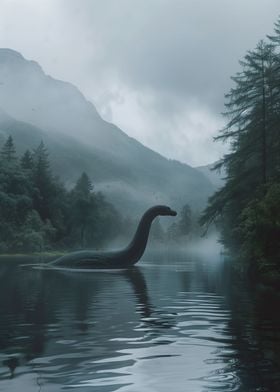 Loch Ness Monster In Lake