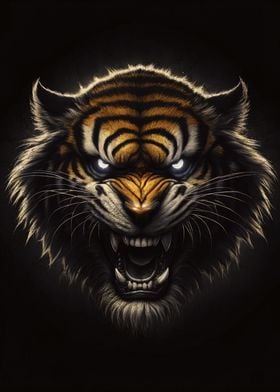 The tiger Angry crazy face