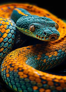 orange and green snake 