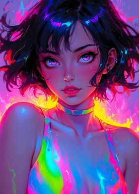 Cute Neon Manga Girl