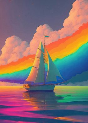 Sailboat Sunset Landscape