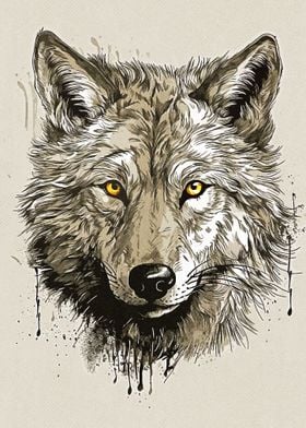 Vintage Paint Wolf