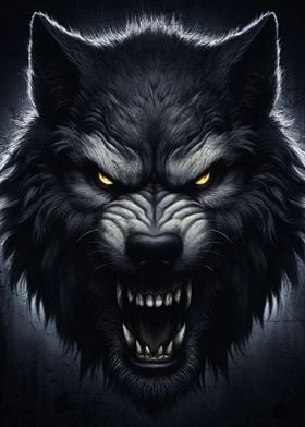 The Wolf Angry crazy face