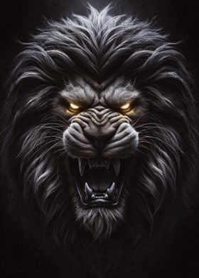 The lion Angry crazy face