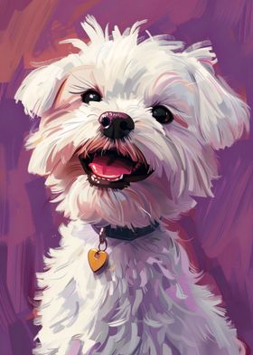Cute White Puppy Painting