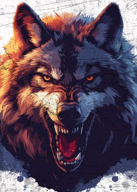 The Wolf Angry crazy face