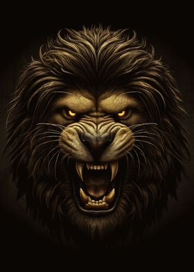 The lion Angry crazy face