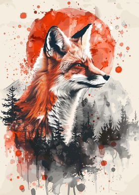 Fox Forest Watercolor