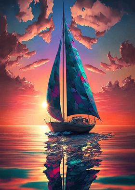 Sailboat Sunset Landscape