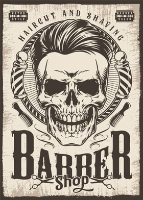 Barbershop Skull Retro