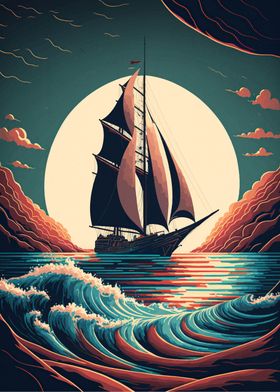 Sailboat Sunset Landscape