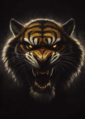 The tiger Angry crazy face