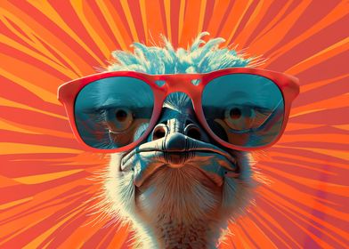 Funny Ostrich with glasses