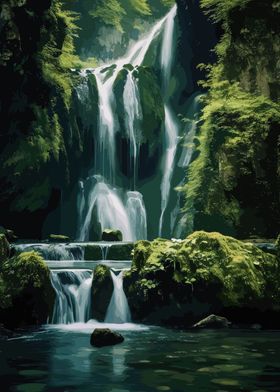 Waterfall Landscape Art