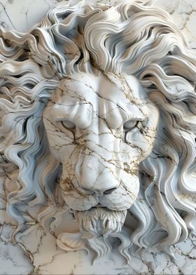 marble lion head statue