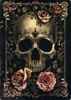 Skull with Pink Roses IV