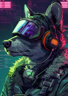 Wolf Cyberpunk Neon