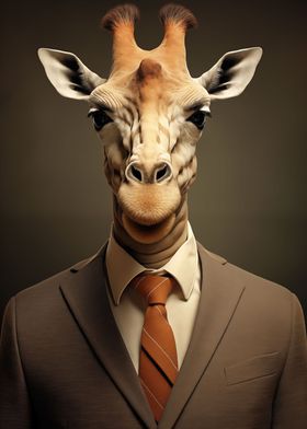 Funny giraffe in a suit