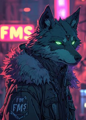 Wolf Cyberpunk Neon