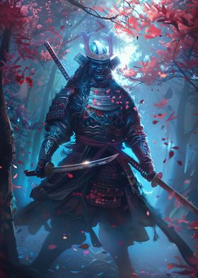 Japanese Samurai in Forest