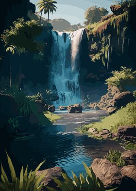 Waterfall Landscape Art