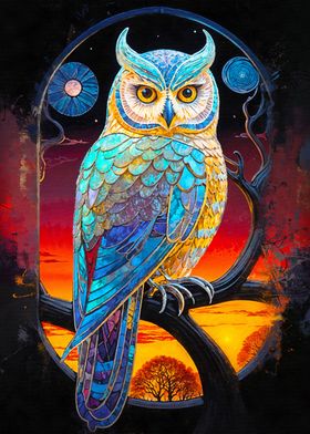 Stained Glass Owl Wonder