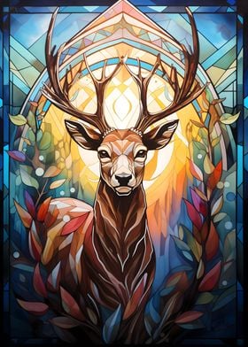 Deer Stained Glass