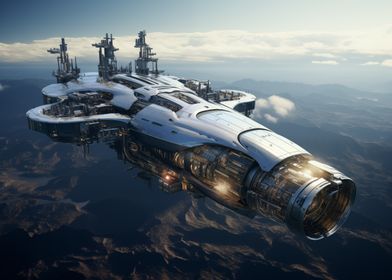 Epic spaceship in cosmos