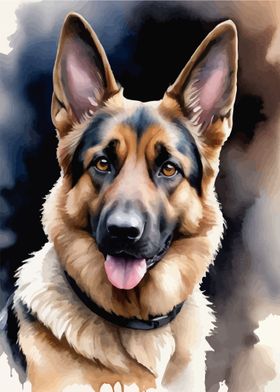 Shepherd dog watercolor