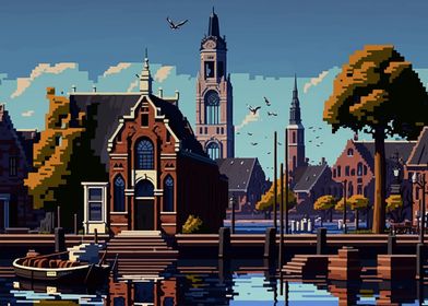 Zaanstad City Pixel Art