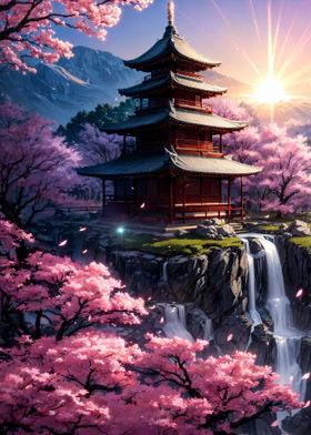 Japanese Shrine Sakura Art